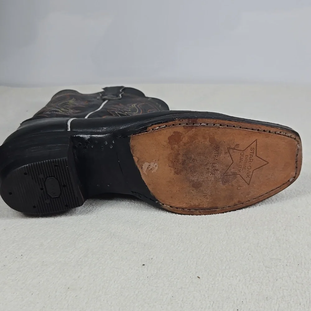 Ladies Justin Black Embroidered Cowboy Boots - Picture 9 of 11
